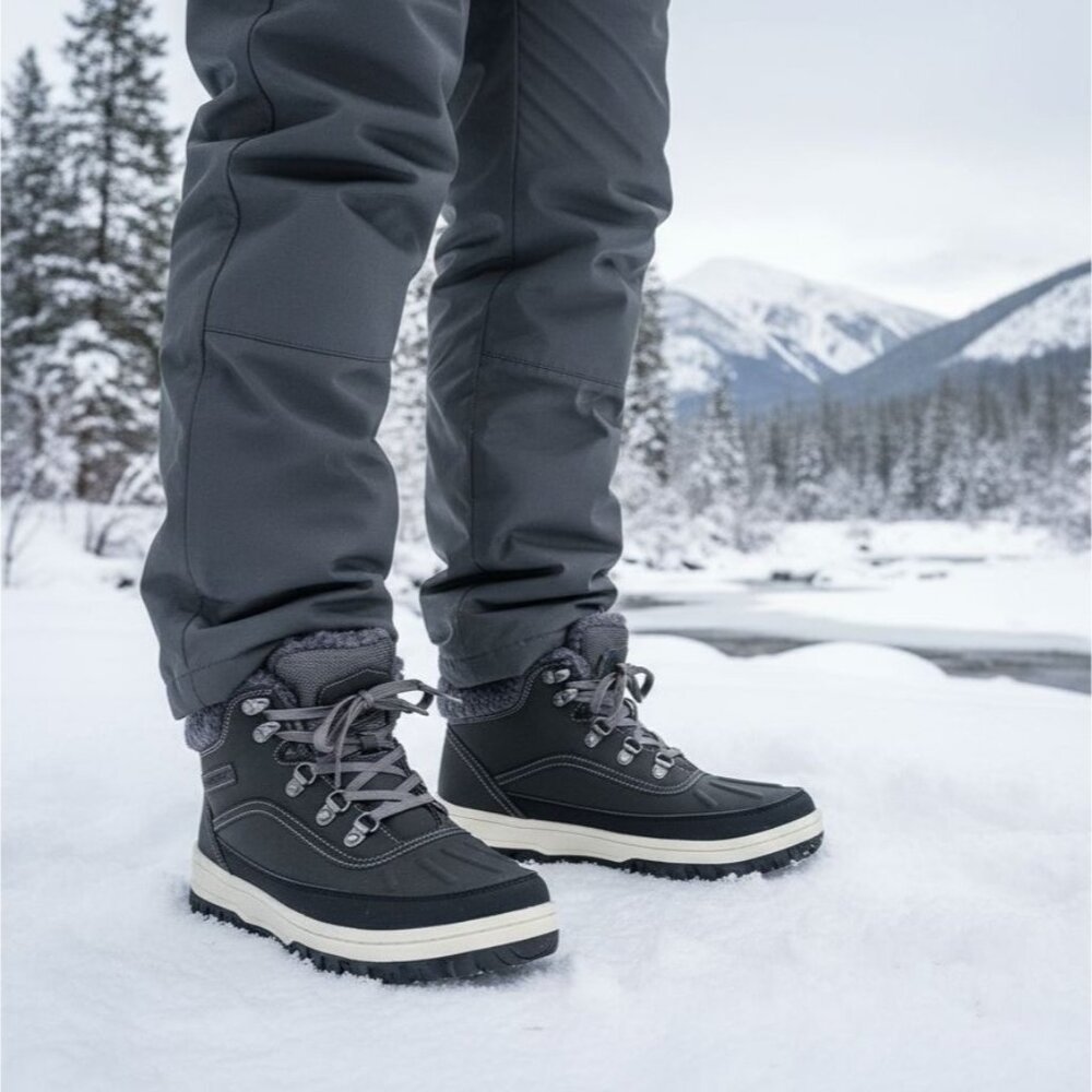 Weatherproof 8 Men Boots Slope Faux Fur Lace-up Sneaker Winter Shoes Outdoor